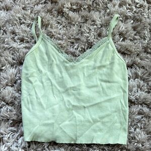 Brandy Melville Green Fitted Crop Camisole